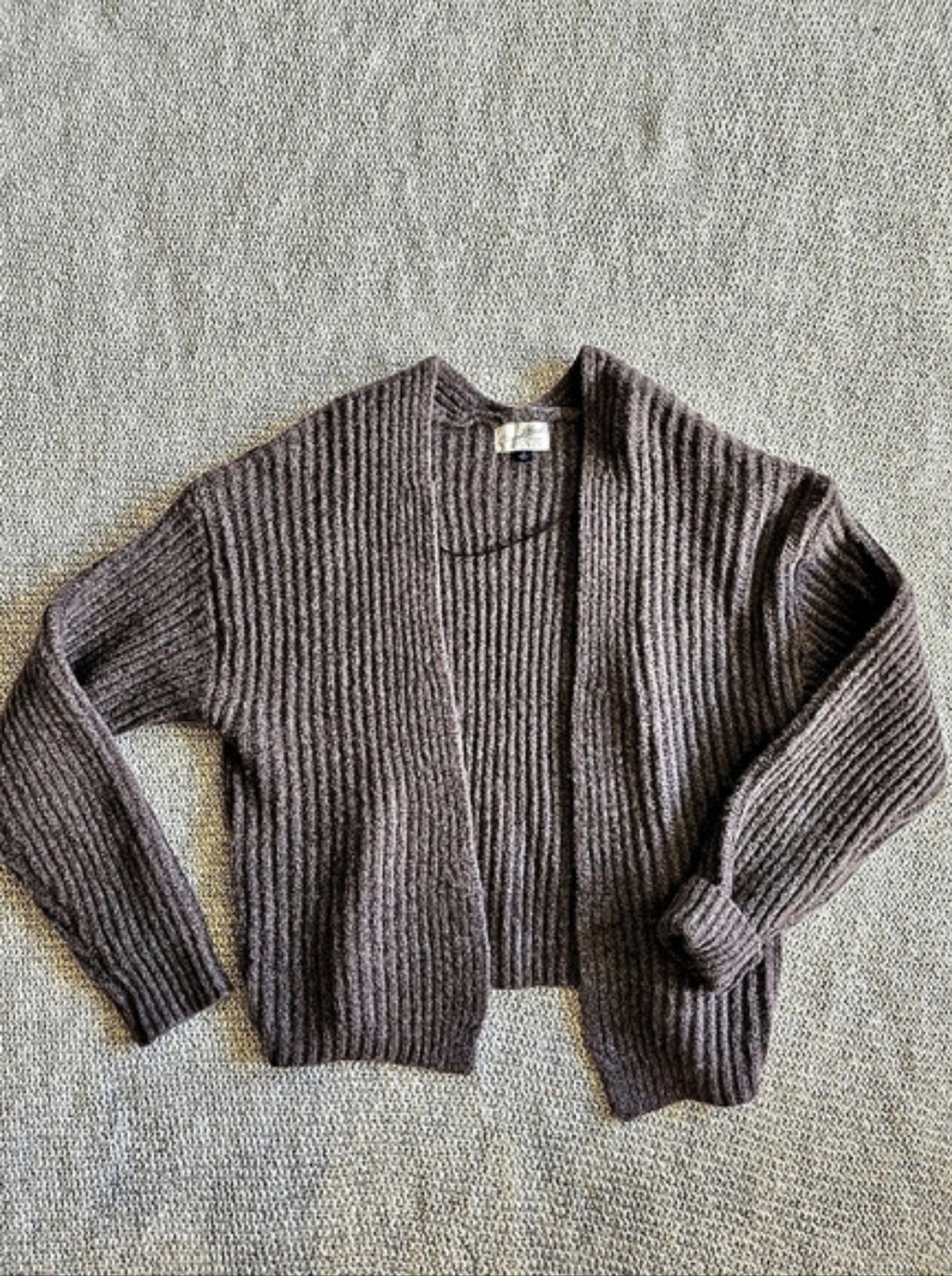Ribbed Knit Cartigan in Brown Size Medium Like New